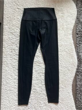 CRZ Yoga Women’s Matte Faux Leather 25” Leggings Mysterious Grey Foil (M)